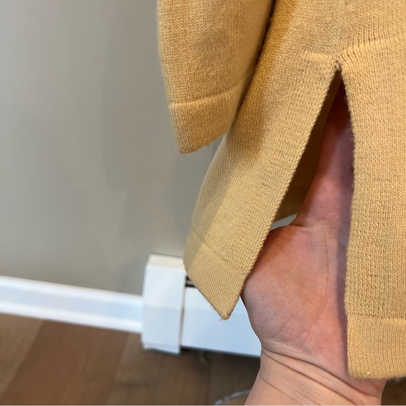 VTG Knit Sweater Set Pencil Long Skirt Tunic Button Up Scoop Neck Sz M Wheat Tan - Picture 8 of 12